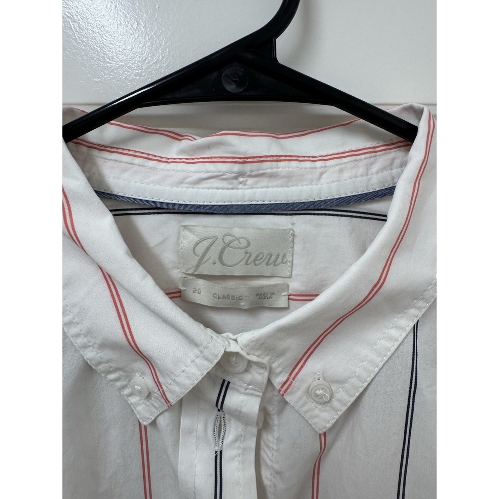 Women's J Crew Classic Button Down Shirt Blouse Size 20 White Stripe Nice!